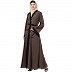 Front open abaya with black border- Brown 